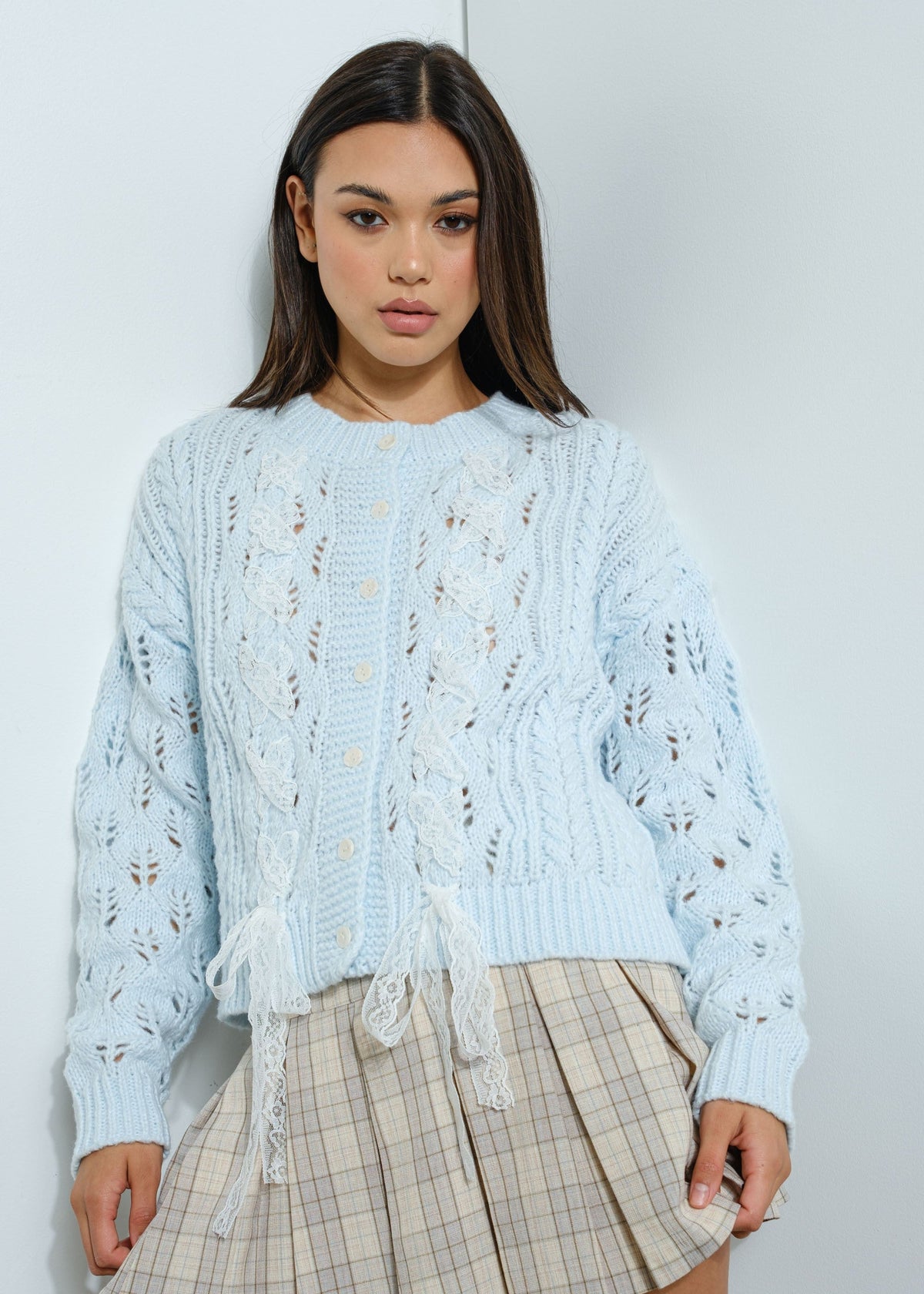 Sweetest Touch Blue Cable Knit Sweater