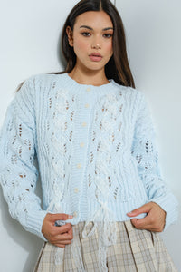 Sweetest Touch Blue Cable Knit Sweater