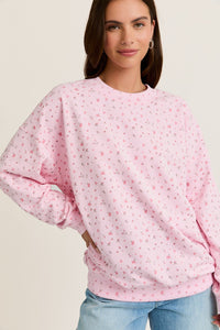 Pink Ditsy Floral Printed Sweatshirt