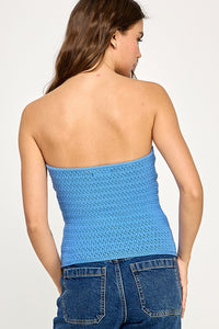 Detrick Blue Crochet Tube Top
