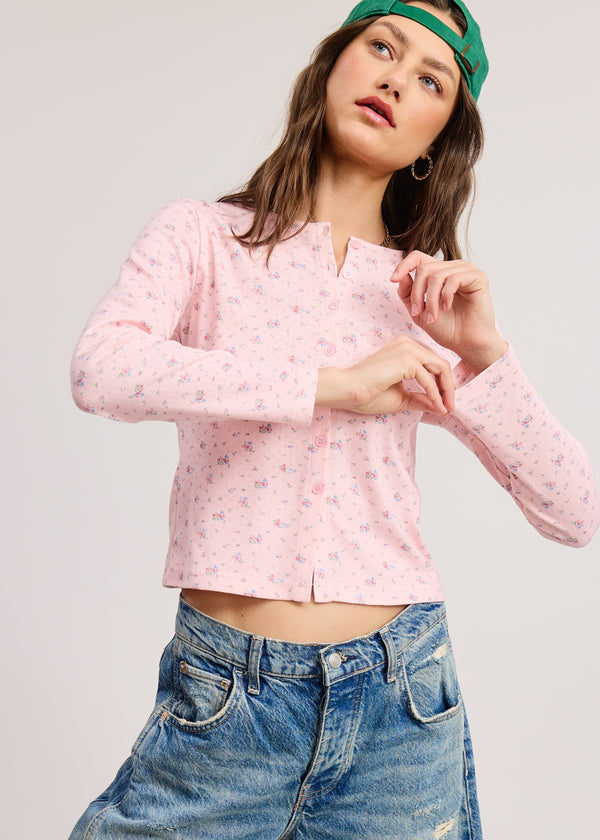 Millie Pink Ditsy Long Sleeve Top