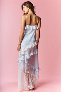 Alexandra Blue Ruffle Maxi Dress