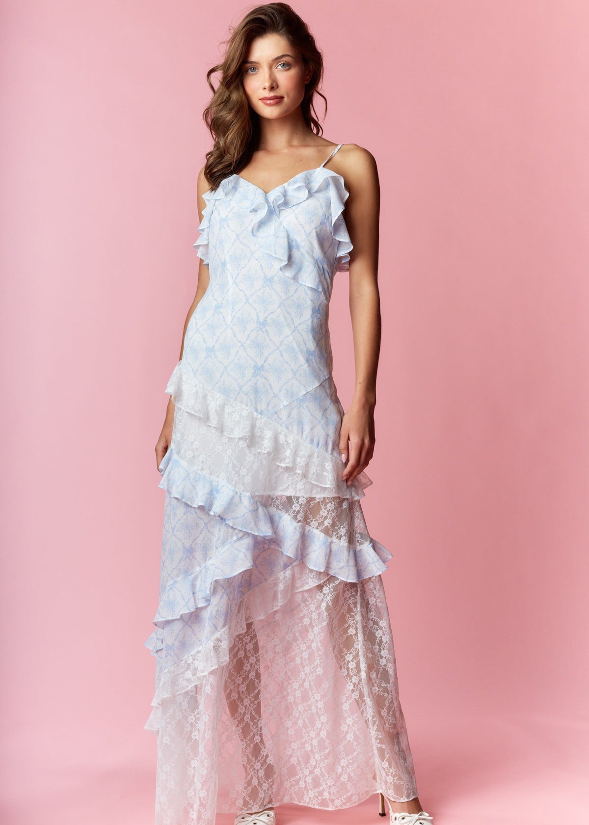 Alexandra Blue Ruffle Maxi Dress