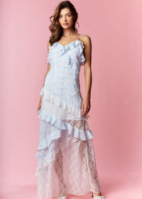 Alexandra Blue Ruffle Maxi Dress