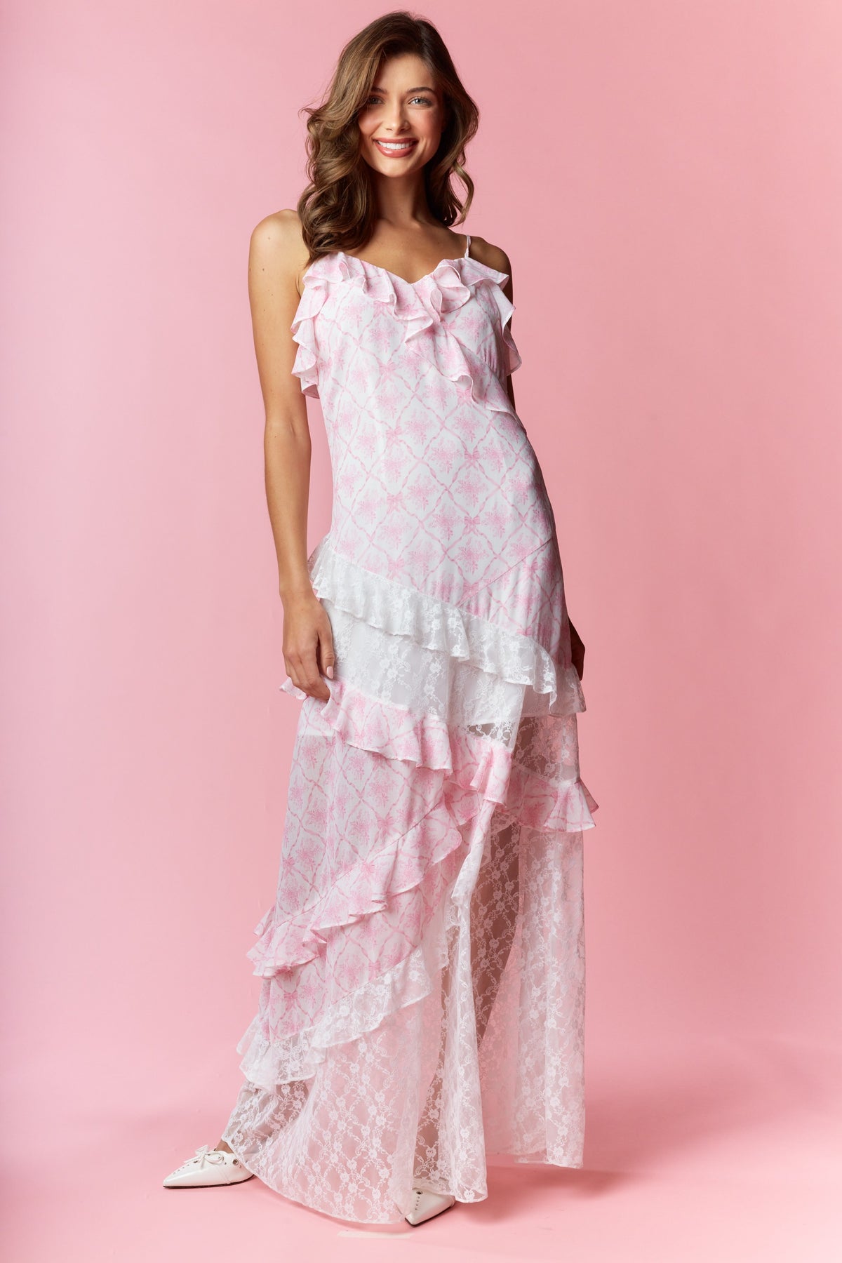 Alexandra Pink Ruffle Maxi Dress