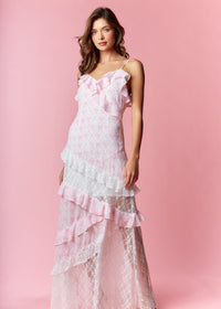 Alexandra Pink Ruffle Maxi Dress