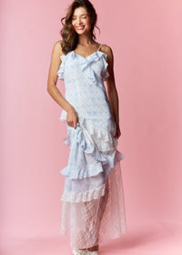 Alexandra Blue Ruffle Maxi Dress