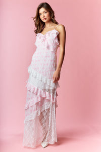 Alexandra Pink Ruffle Maxi Dress