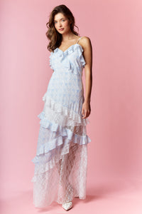 Alexandra Blue Ruffle Maxi Dress