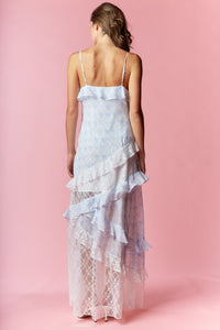 Alexandra Blue Ruffle Maxi Dress