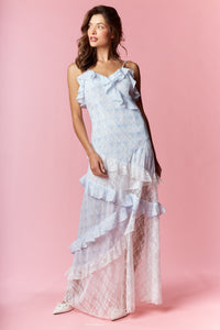Alexandra Blue Ruffle Maxi Dress