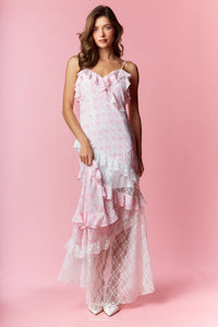 Alexandra Pink Ruffle Maxi Dress