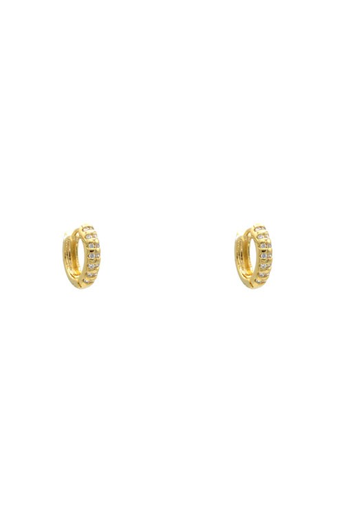 Gold CZ Lined Hoop Huggies