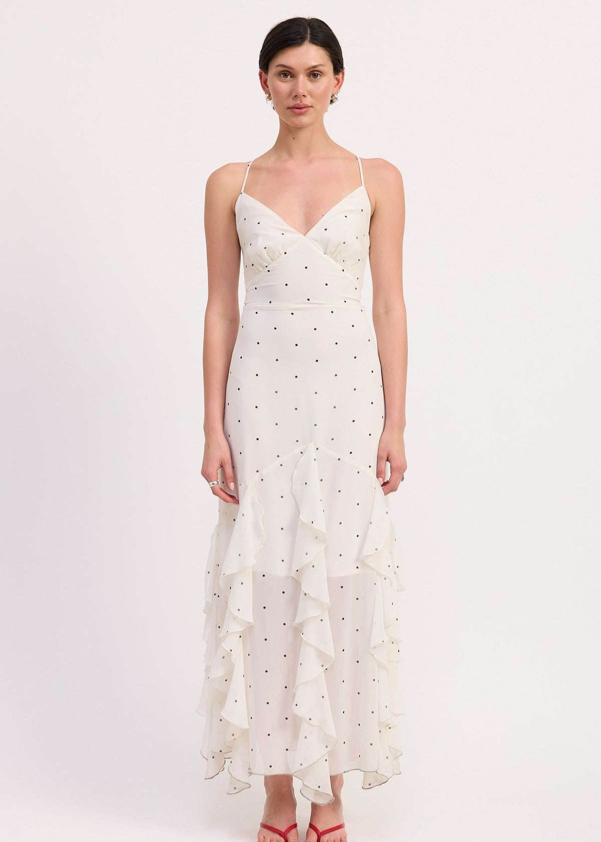 Sahara White Polka Dot Maxi Dress