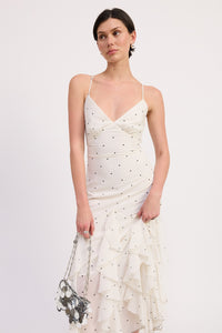 Sahara White Polka Dot Maxi Dress