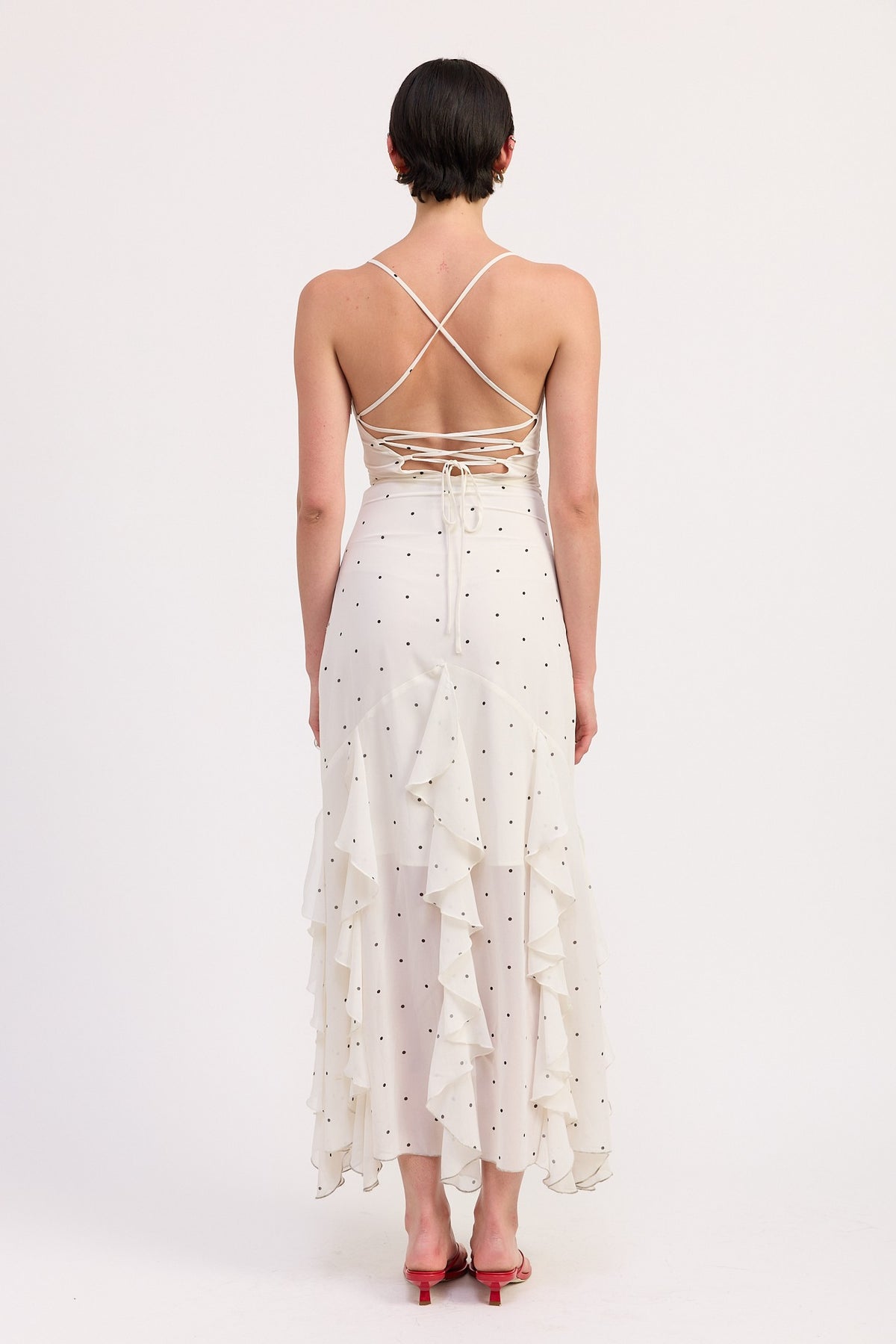 Sahara White Polka Dot Maxi Dress