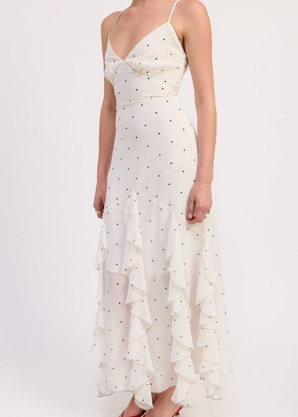 Sahara White Polka Dot Maxi Dress
