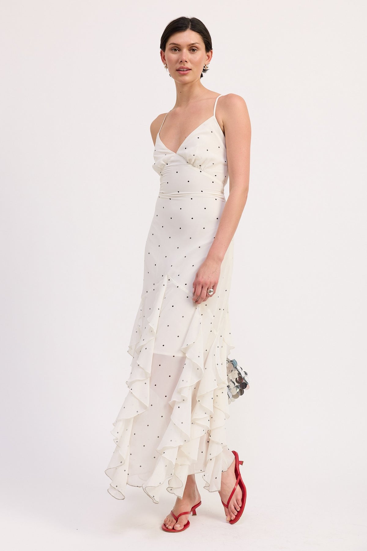 Sahara White Polka Dot Maxi Dress
