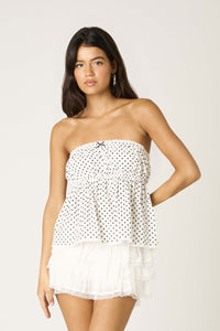 Beatrix Strapless Polka Dot Top
