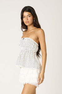 Beatrix Strapless Polka Dot Top