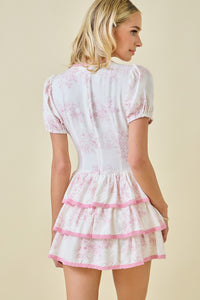 Kallista Pink Lace Mini Dress