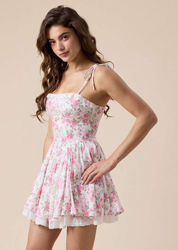 Haley Pink Vines Tie Dress