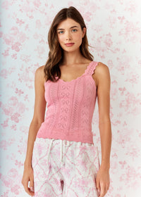 Pink Bow Pointelle Knit Tank
