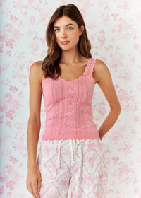 Pink Bow Pointelle Knit Tank