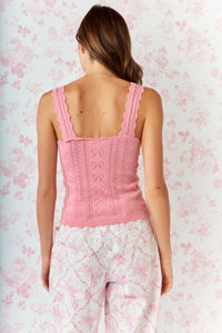 Pink Bow Pointelle Knit Tank