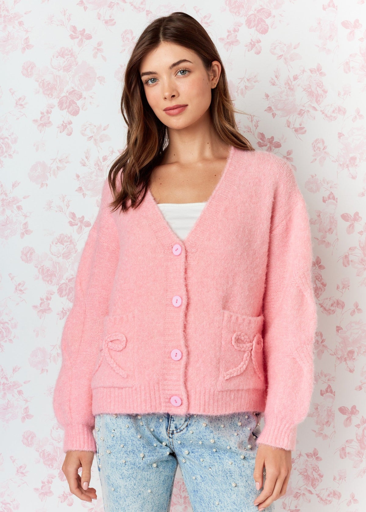Erma Pink Bows Sweater