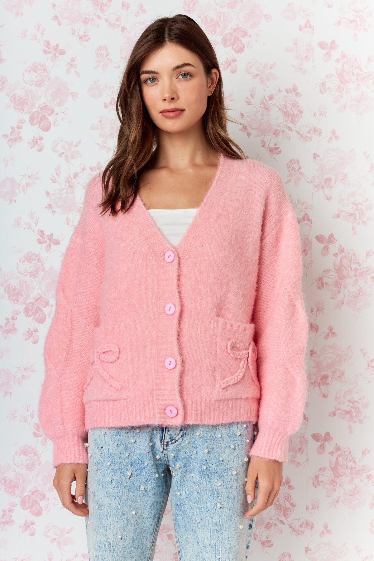 Erma Pink Bows Sweater
