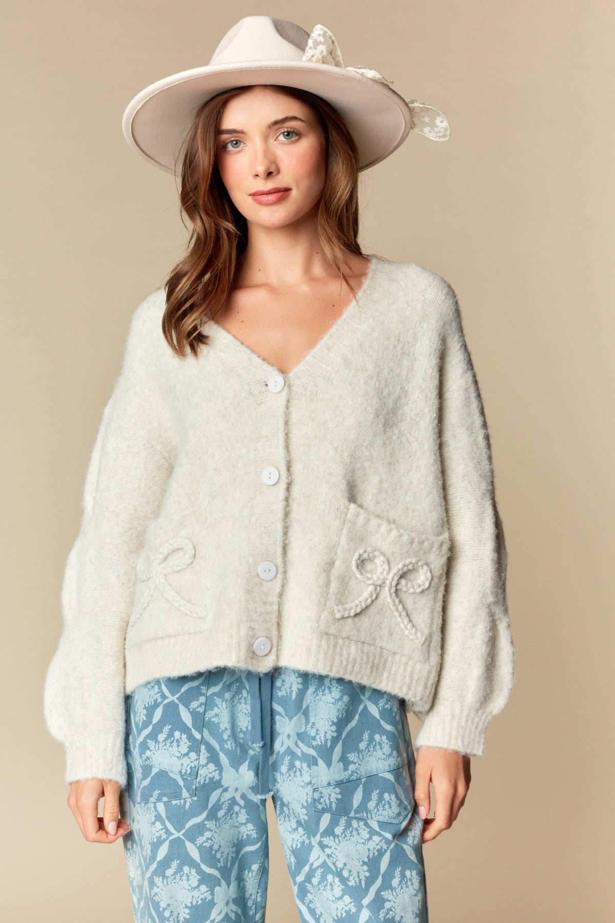 Erma White Bows Sweater