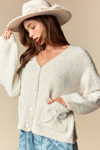 Erma White Bows Sweater