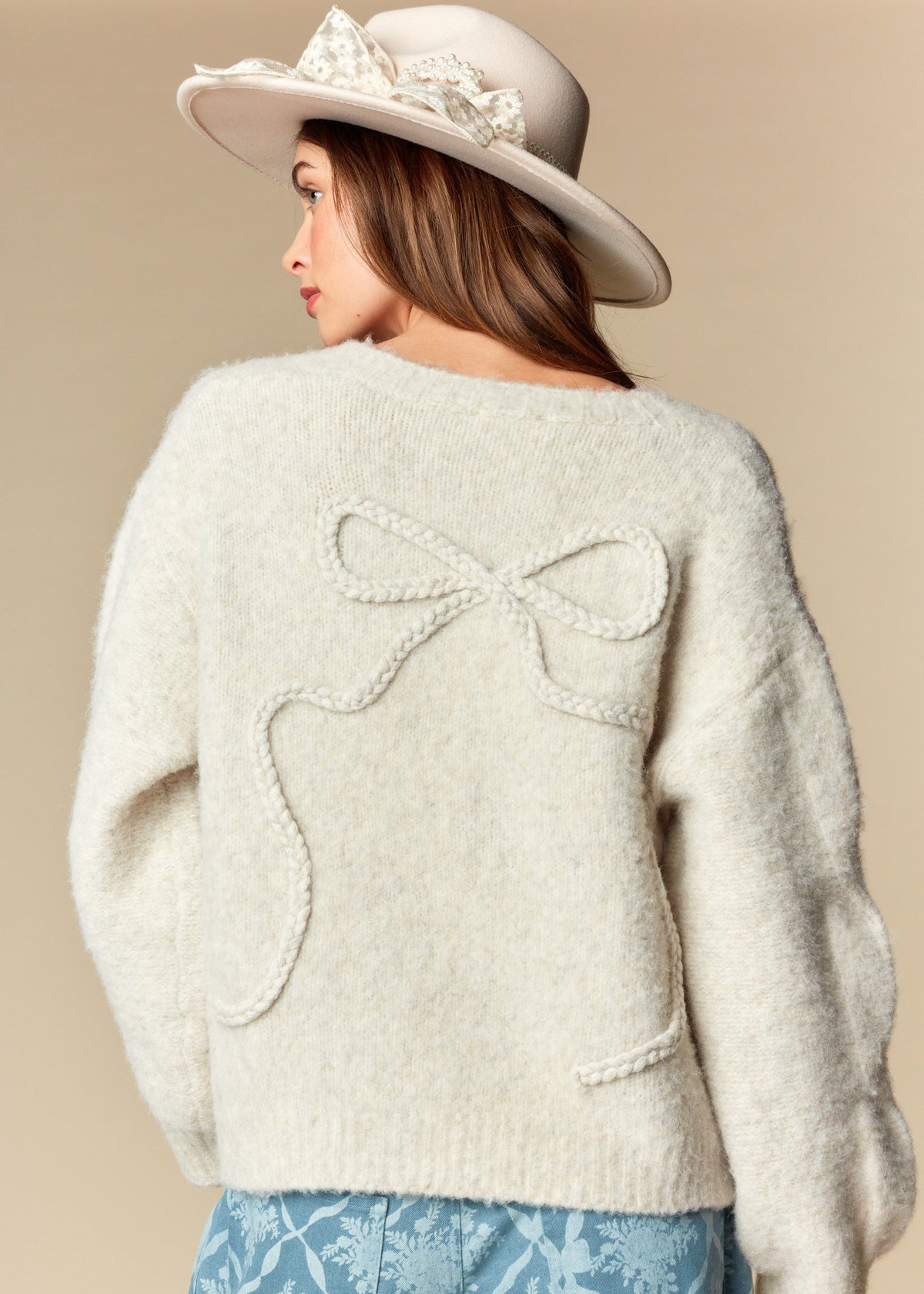 Erma White Bows Sweater