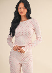 Red Hearts Pointelle Lounge Top