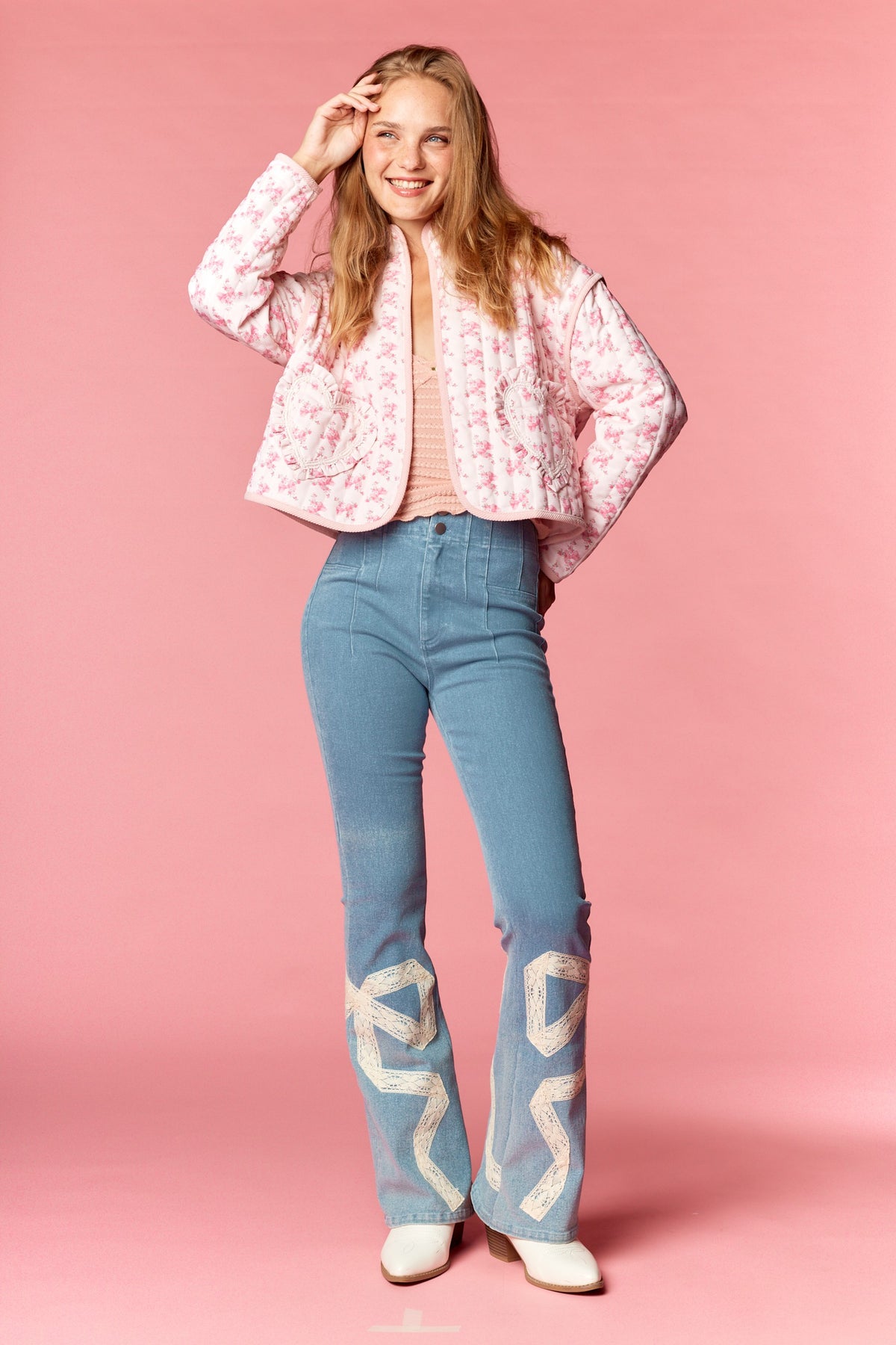 Skye Pink Heart Quilted Jacket