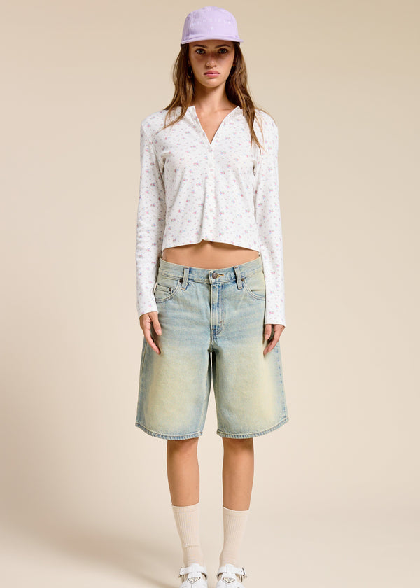 Millie White Ditsy Long Sleeve Top