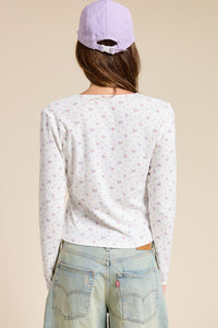 Millie White Ditsy Long Sleeve Top