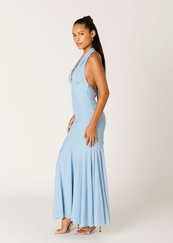 Melanie Blue Halter Maxi Dress
