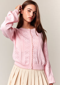 Kimberly Pink Bows Pointelle Sweater