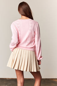 Kimberly Pink Bows Pointelle Sweater