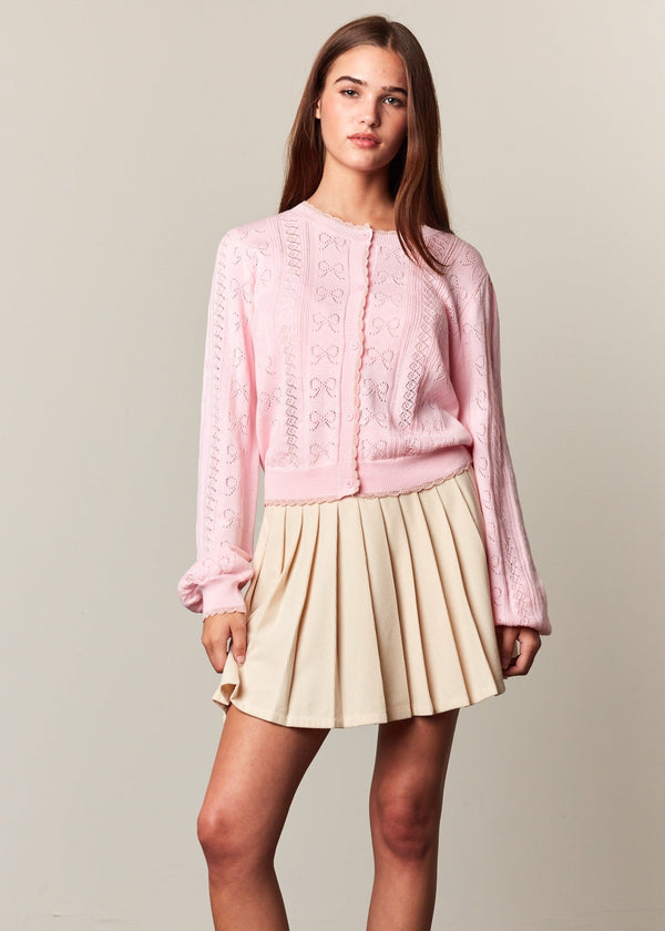 Kimberly Pink Bows Pointelle Sweater