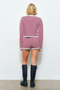 Karrie Red Striped Knit Cardigan