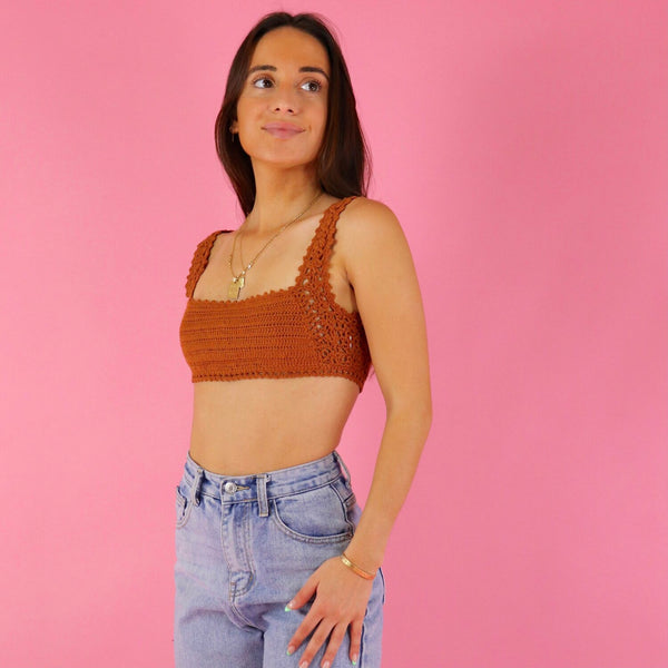 Ready For It Camel Crochet Top