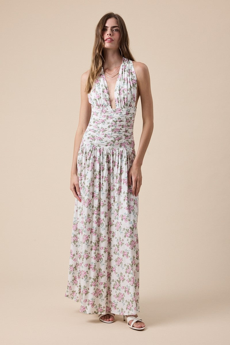 Sparks Fly Floral Tie Maxi Dress