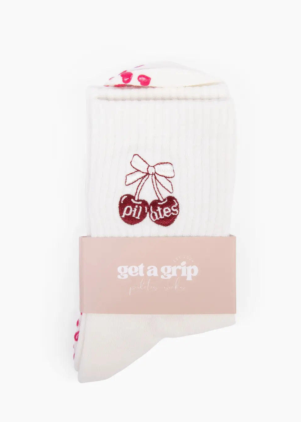 Cherry Pilates Grip Socks