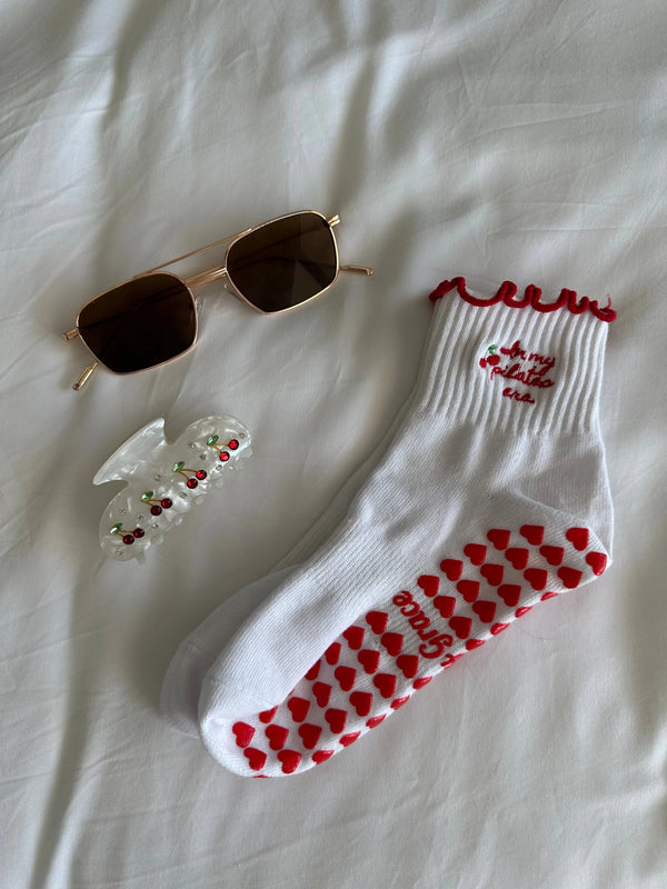 Pilates Era Red Grip Socks