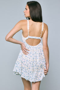 Sabrina Blue Floral Crochet Mini Dress