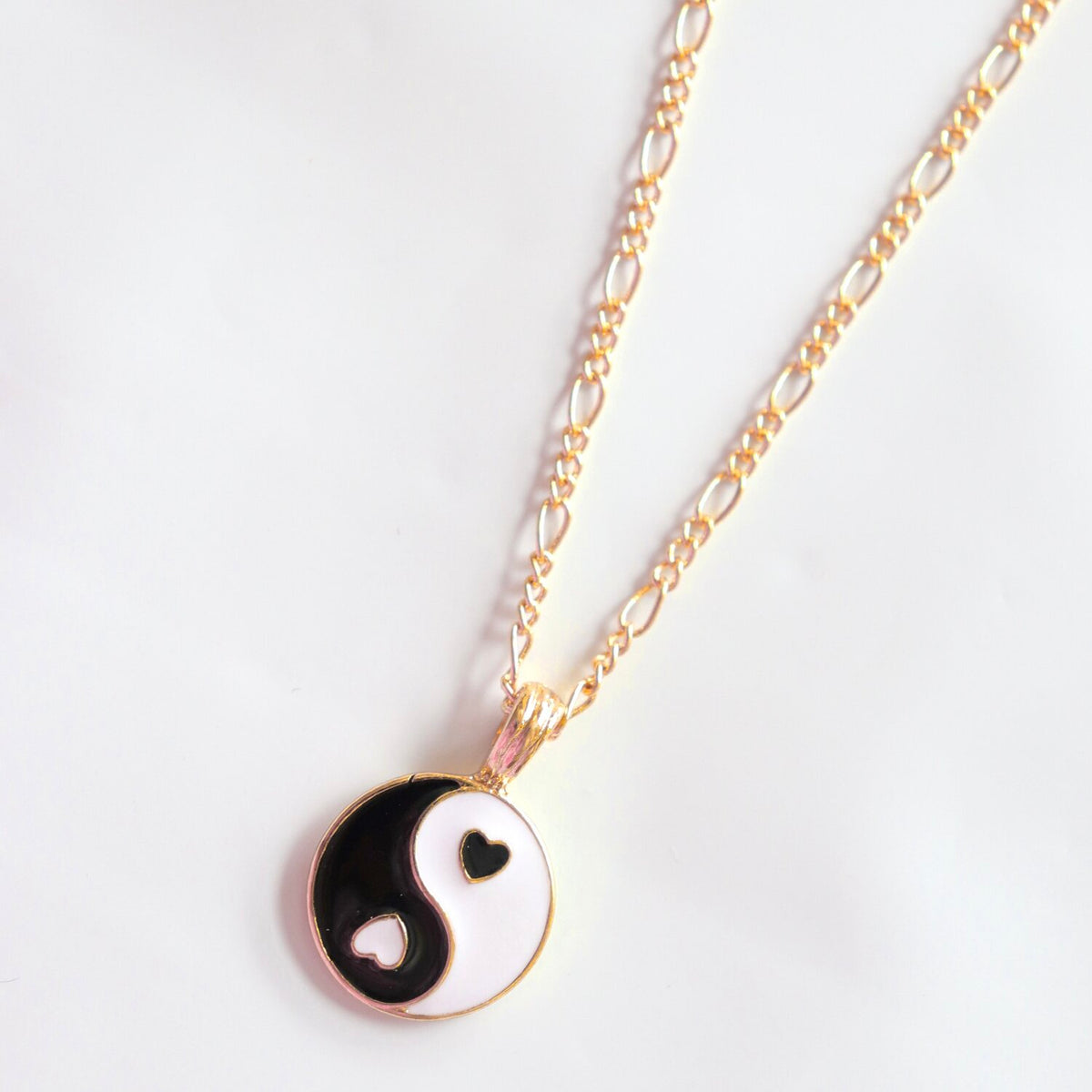 Black Heart Yin Yang Necklace