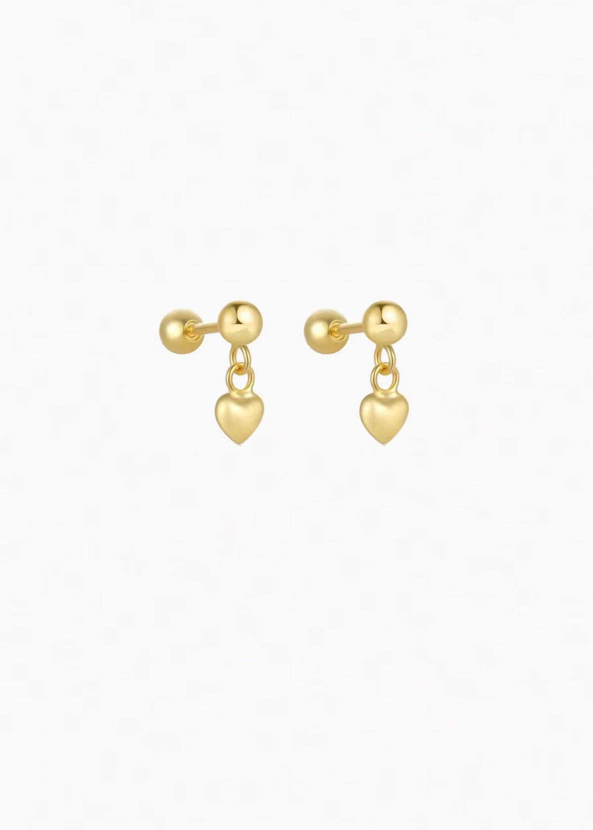 18k Gold Heart Drop Studs